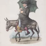 Man riding donkey holding an